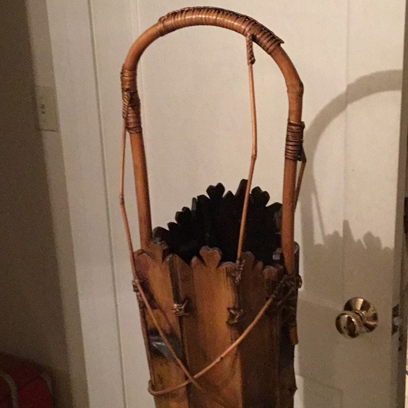 Vintage Handmade Bamboo umbrella cane basket stand